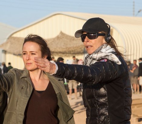 Director Kathryn Bigelow, right, and Jennifer Ehle on the set of Zero Dark Thirty.